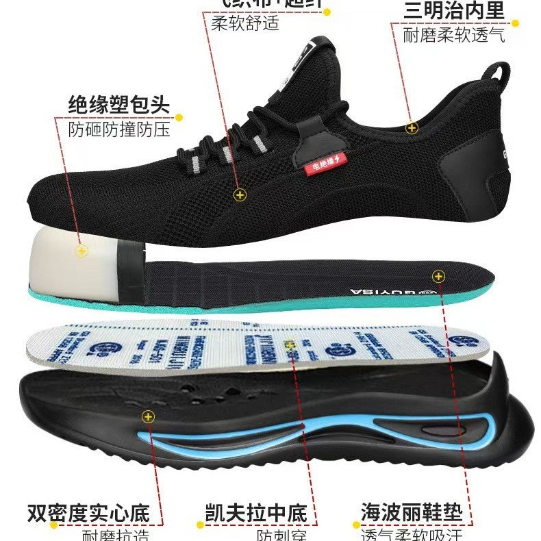 Guisa Labor Protection Shoes Insulated 10Kv Anti-Smash, Anti-Stab, Breathable Fly-Knit Men'S And Women'S Steel Toe Caps, Lightweight Summer - Image 3